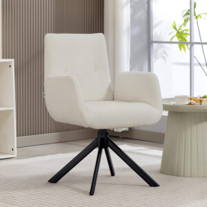 Polstret lænestol, accentstol, moderne design, drejelig, op til 120 kg, cremehvid