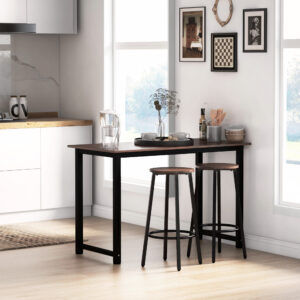 Sæt med 2 køkkenbarstole med fodstøtte i industrielt design, metalstel, til spisestue op til 120 kg, 42 x 42 x 65 cm, brun