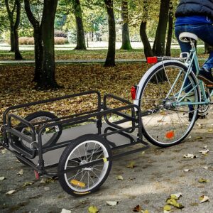 Cykeltrailer, lasttrailer til cykler, 40 kg lasteevne, transporttrailer, trækvogn, kobling, stål, sort, 139 x 71,5 x 49 cm
