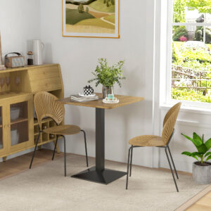 Spisebord, firkantet køkkenbord til 2 personer, spisebord med trælook, stålfod, 70 x 70 x 75 cm, mørkebrun