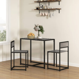 3-delt barbordssæt, højbordssæt, 3-delt, 2 stole, 1 bord, 90 cm x 47 cm x 76 cm, grå