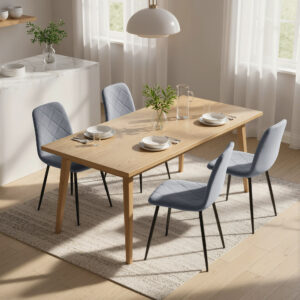 Spisestole, Sæt med 4 Køkkenstole med Ryglæn, Velour Look, Polstrede Stole med Metalben, Til Spisebord, Grå