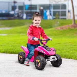 Børne elektrisk ATV 6V med frem- og bakfunktion til børn 1,5-3 år op til 20 kg, lyserød