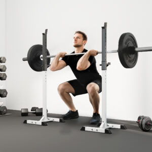 Håndvægtstativ, sæt med 2, vægtstangstativ, højdejusterbart håndvægtstativ med gummifodkapper, 105-160 cm, styrketræning, op til 150 kg