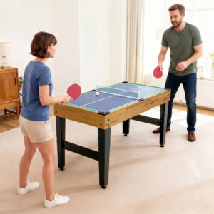 13-i-1 spillebord, bordfodbold, skak, billard, bordtennis og mere, MDF, plastik, valnød