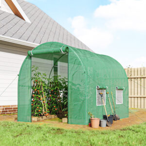 Polytunnel Drivhus Tomatdrivhus Drivhus Polytunnel Koldramme med Vindue Grøn 245 x 200 x 198 cm