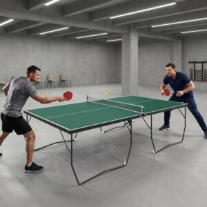 Indendørs bordtennisbord med hjul, foldbart bordtennisbord, bordtennisspilsæt med 2 bordtennisbats, 3 bolde, stål, grøn