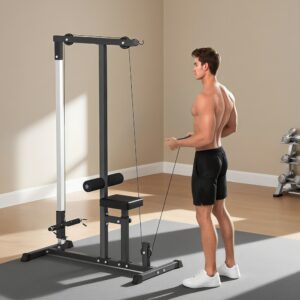 Multifunktionel Fitnessstation med Justerbart Sæde & Trisse, Stål, Sort, 107x120x190cm