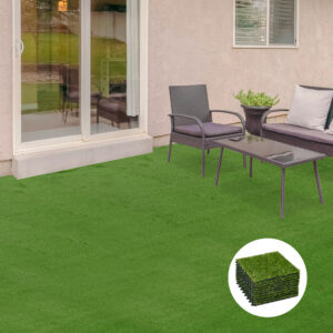 Kunstgræs, naturligt, drænfunktion, 6,5 K fibre/m², 25 mm højde, sæt med 10 stk., 30 x 30 cm pr. stk., grønt
