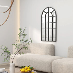 Vægspejl Garderobespejl 110 x 62 cm Entrespejl med metalramme Hængende spejl Stuespejl til soveværelse Sort