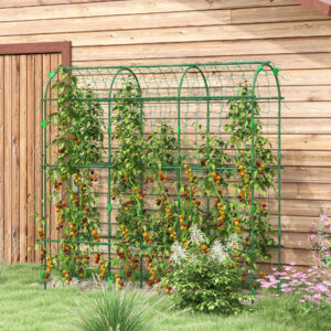 Espalierstøtte til klatreplanter, justerbart espalier, plantegitter med net, planteramme, stål, grøn, 43 x 182 x 183 cm til have, balkon