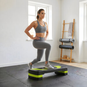 Step Board Aerobic Stepper Højdejusterbar med 3 niveauer (10/15/20 cm) Fitness Motionscykel til Indendørs Udendørs Brug Belastningskapacitet op til 150 kg Grøn