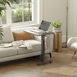 Stående skrivebord, højdejusterbart inkl. 4 hjul, C-formet, 65 cm x 48 cm x 70-110 cm, sort