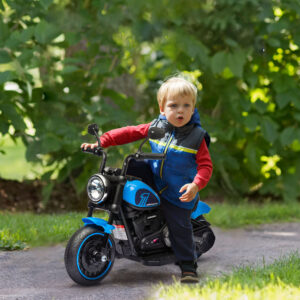 El-motorcykel til børn 1,5-3 år med 2 aftagelige støttehjul, hastighed 1,5-3 km/t