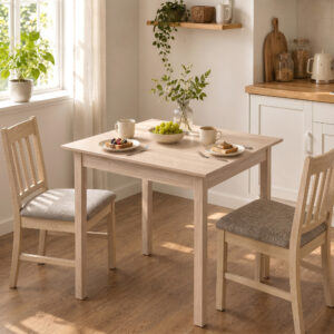 Køkkenbord, spisebord, firkantet bord, moderne design, 75 cm x 75 cm x 76 cm, naturtræ