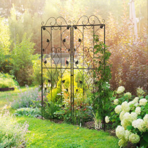 Stålespaliersæt med 2 stk., plug-in type, rustfri, klatrehjælp med blade, 50 x 181 cm, sort