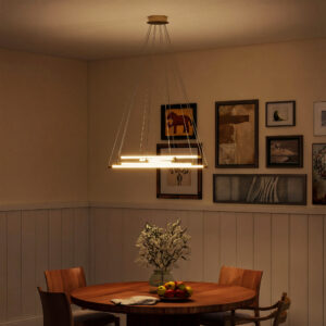 LED loftslampe, 50W, 5 justerbare lysrør, justerbar loftslampe til stue, spisestue, køkken, guld+hvid
