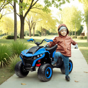 Elektrisk ATV til Børn, 3-6 km/t, LED-forlygte, Musik, USB, til 3-8 år, Blå