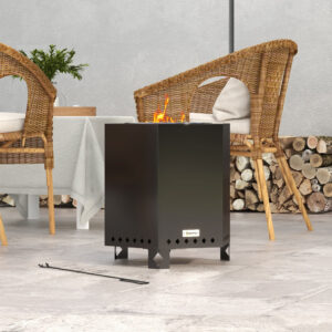 Røgfri Bålplads Bålkurv Metal Sort Poker Have Camping Terrasse