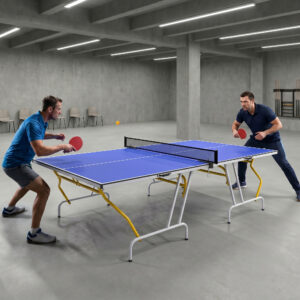 Foldbart bordtennisbord med 2 bat og 3 bolde, blåt bordtennisnet, ideelt til fritid og turneringer