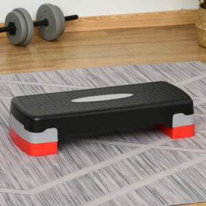 Aerobic Stepper 2-trins højdejusterbar 68 x 28 x 15 cm Sort+Grå+Rød