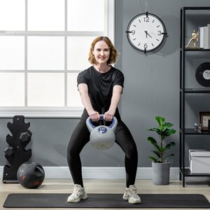 Kettlebell 12 KG, gulvvenlig kettlebell til styrketræning og fitness, blå, ideel til hjemmetræning