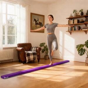 Balancebom 210 cm Sammenklappelig til indendørs og udendørs brug, Balancebom op til 120 kg, Lilla, Ideel til gymnastik og træning