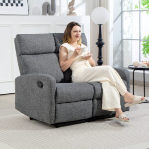 2-personers sofa, individuelt justerbare ryglæn, fodstøtte, stofbetræk, stål, grå