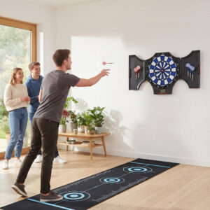 Elektronisk Dartskive med 12 Dartpile og Udskiftelige Dartspidser, Dartmaskine med LCD-display til 8 Spillere