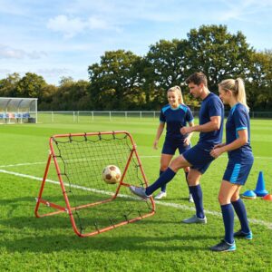 Fodbold Rebounder Målnet 96 x 80 x 96 cm, Justerbar Vinkel, Rød-Sort, Ideel til Træning & Kamp