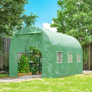 Polytunnel Drivhus Tomatdrivhus Drivhus Polytunnel Koldramme med Vindue Grøn 350 x 200 x 200 cm