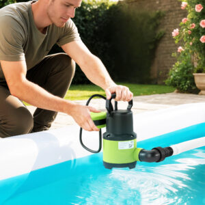Dykpumpe, dampumpe, vandpumpe med flydeafbryder, springvandspumpe, 400W, 9000L/t, 16 x 14 x 27 cm, grøn