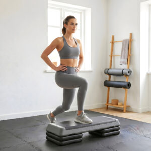 Højdejusterbar fitness-stepper, skridsikker, egnet til hjemmet, fitnesscentret eller kontoret, plastik, grå