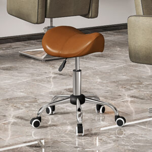 Højdejusterbar rullestol, drejestol 49-61 cm, roterende arbejdsstol, sadelstol til kontor, salon, massage, spa, brun