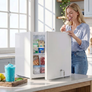 Minifryser 35 L elektrisk fritstående fryseboks 161 W minifryseboks 47 x 44,2 x 48,8 cm hvid