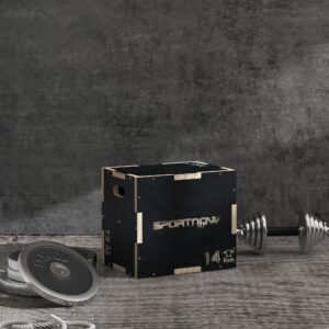 Plyo-Box/Sprungbox, robust, 40,5 x 35,5 x 30,5 cm, sort, greb 10x3,5 cm, op til 120 kg
