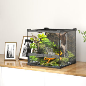 Glasterrarium til krybdyr, hævet og vandtæt bund, knaplås