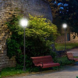 Solcelledrevet havelampe LED havelanterne 30/60 lumen, sort plastik, Ø26,5 x H177 cm, ideel til have og terrasse