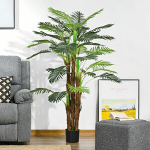 Kunstig Palme, 1,6 m, Realistiske Grene, Dekorativ Plante, Plast, Med Potte, Brun+Grøn