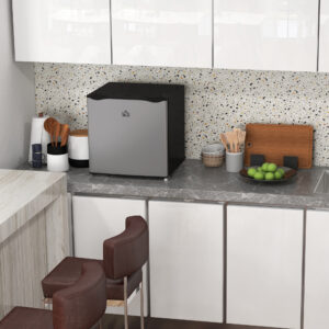 Minifryser, 35L fryseboks, elektrisk, fritstående, minifryser, minikøleskab, -14 til -24°C, 5-trins temperaturkontrol, 47 x 44,2 x 48,8 cm, sølv