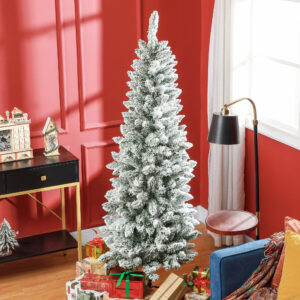Künstlicher Weihnachtsbaum 180 cm mit 479 Spitzen und Kunstschnee klappbar mit Metallständer für festliche Weihnachtsdeko Grün