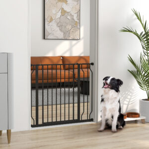 Hundegitter, klemmemontering, justerbar længde, stål/ABS, 75-95 x 76 cm, sort