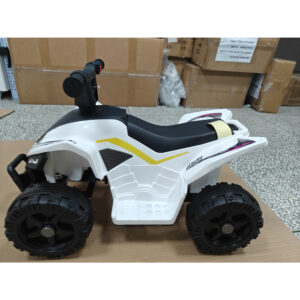 Børne elektrisk ATV 6V med litiumbatteri, fremadgående funktion, styrknapbetjening, 1,5-2 år, hvid