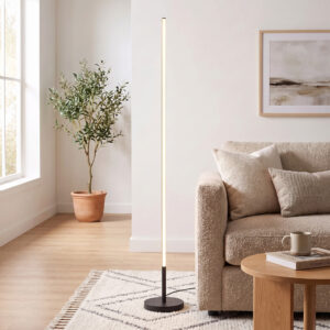 LED hjørnelampe, moderne gulvlampe, 1450 lm, 3 lysstyrkeniveauer, fodkontakt, 3000 K, stue/soveværelse, sort