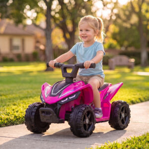 Børne elektrisk ATV 6V med litiumbatteri, fremadgående funktion, styrknapbetjening, 1,5-2 år, klar rød