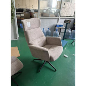 Loungestol, 360 grader drejelig, lænestol med fodskammel, beige