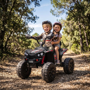 Elektrisk ATV til børn 24V 2-personers elektrisk ATV 4-6 km/t Børne-ATV med litiumbatteri, 2 120W motorer, 4-hjulsophæng