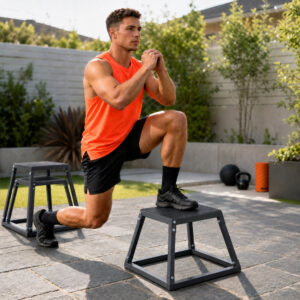 Plyometriske hoppebokse 3-delt sæt 30,5/45,8/61 cm stabelbar stål Plyo hoppeboks op til 200 kg