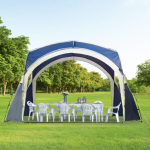 Kuppeltelt til 6-8 personer 3,5x3,5x2,22m Havetelt Festtelt Pavillon Terrasse Polyester Blå