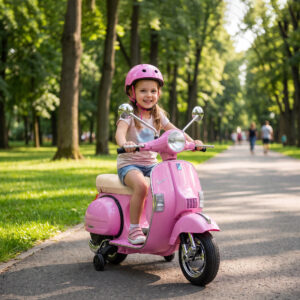Elmotorcykel til børn Vespa PX150 12V Elmotorcykel med lithiumbatteri 35W 2 motorer 25° styrebegrænser til 3-6 år
